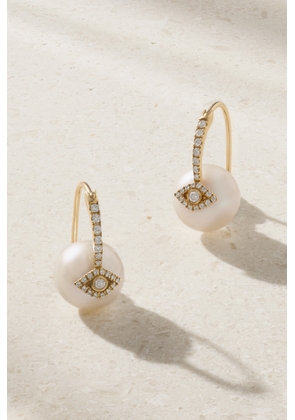 Sydney Evan - Evil Eye 14-karat Gold, Pearl And Diamond Earrings - One size