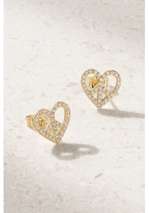 Sydney Evan - Peace Heart 14-karat Gold Diamond Earrings - One size