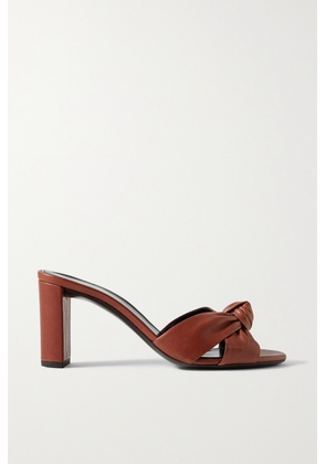 SAINT LAURENT - Bianca Knotted Leather Mules - Brown - IT36,IT37,IT37.5,IT38,IT38.5,IT39,IT39.5,IT40,IT41,IT42