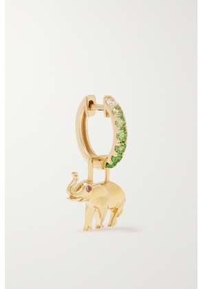 Robinson Pelham - Elephant Earwish 14-karat Gold, Tsavorite And Diamond Single Hoop Earring - One size