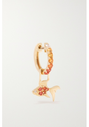 Robinson Pelham - Goldfish Earwish 14-karat Gold, Sapphire And Diamond Single Hoop Earring - One size