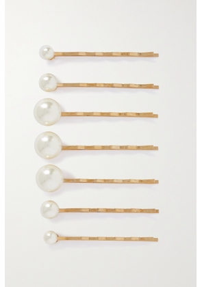 Jennifer Behr - + Net Sustain Perla Set Of Seven Gold-tone Swarovski Pearl Hair Slides - Ivory - One size