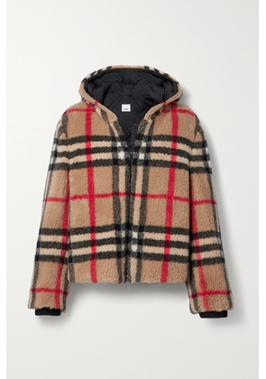 Burberry - Hooded Checked Wool-blend Fleece Jacket - Neutrals - UK 4,UK 6,UK 8,UK 10,UK 12,UK 14,UK 16