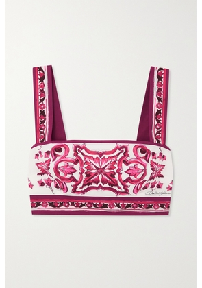 Dolce & Gabbana - Cropped Printed Cotton-poplin Top - Pink - IT36,IT38,IT40,IT42,IT44,IT46,IT48