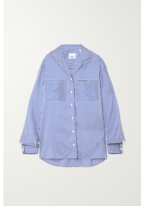 Burberry - Embroidered Striped Cotton Shirt - Blue - UK 6,UK 8,UK 10,UK 12,UK 14,UK 16,UK 18