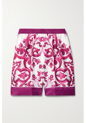 Dolce & Gabbana - Printed Silk-satin Twill Shorts - Pink - IT36,IT38,IT40,IT42,IT44,IT46,IT48,IT50