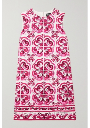 Dolce & Gabbana - Printed Cotton-blend Mini Dress - Pink - IT36,IT38,IT40,IT42,IT44,IT46,IT48,IT50
