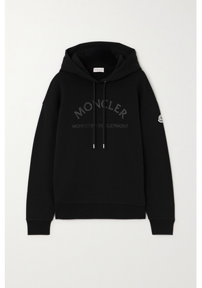 Moncler - Oversized Glittered Cotton-jersey Hoodie - Black - xx small,x small,small,medium,large,x large,xx large