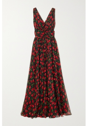 Dolce & Gabbana - Gathered Printed Silk-blend Chiffon Maxi Dress - IT38,IT40,IT42,IT44,IT46,IT48