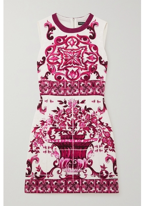 Dolce & Gabbana - Printed Cotton-blend Jacquard Mini Dress - Pink - IT36,IT38,IT40,IT42,IT44,IT46,IT48,IT50