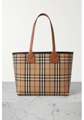 Burberry - Small Leather-trimmed Checked Cotton-canvas Tote - Brown - One size