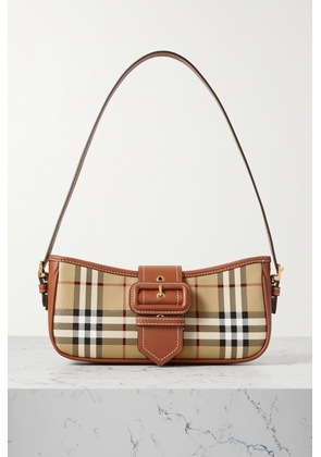 Burberry - Leather-trimmed Checked Coated-canvas Shoulder Bag - Brown - One size