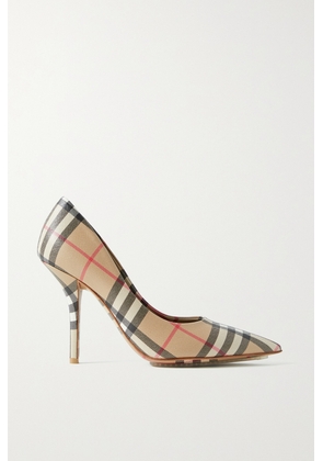 Burberry - Checked Textured-leather Pumps - Neutrals - IT35,IT36,IT36.5,IT37,IT37.5,IT38,IT38.5,IT39,IT39.5,IT40,IT40.5,IT41