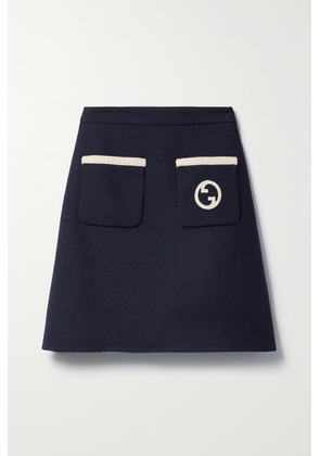 Gucci - Appliquéd Wool-blend Mini Skirt - Blue - IT38,IT40,IT42,IT44,IT46