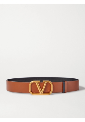 Valentino Garavani - Valentino Garavani Vlogo Reversible Leather Belt - Brown - 65,70,75,80,85,90,95
