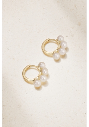 Mateo - 4 Point 14-karat Gold Pearl Hoop Earrings - One size