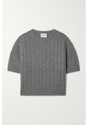 KHAITE - Esmeralda Cropped Ribbed Cashmere Sweater - Gray - x small,small,medium,large,x large