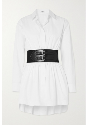 Alaïa - Archetypes Belted Cotton-poplin Mini Shirt Dress - White - FR34,FR36,FR38,FR40,FR42,FR44,FR46