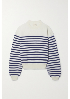 KHAITE - Viola Striped Cashmere Sweater - White - x small,small,medium,large,x large