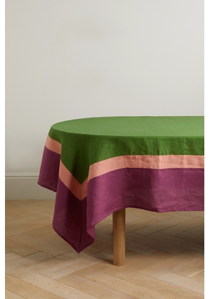 La DoubleJ - Large Color-block Linen Tablecloth - Red - One size