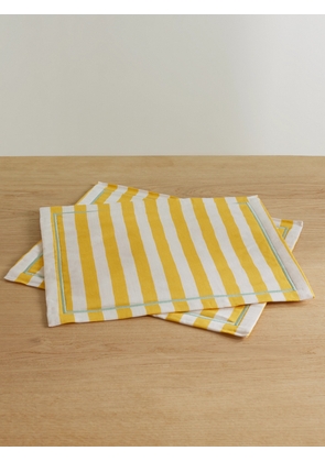 La DoubleJ - Set Of Two Striped Linen Placemats - Yellow - One size