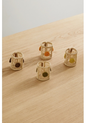 La DoubleJ - Set Of Four Raffia Napkin Rings - Multi - One size