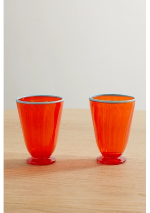La DoubleJ - Rainbow Set Of Two Murano Glasses - Orange - One size