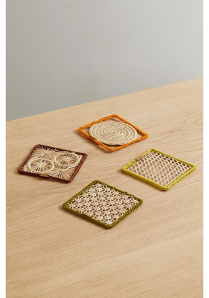 La DoubleJ - Set Of Four Raffia Coasters - Multi - One size