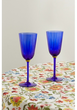 La DoubleJ - Rainbow Set Of Two Murano Wine Glasses - Blue - One size