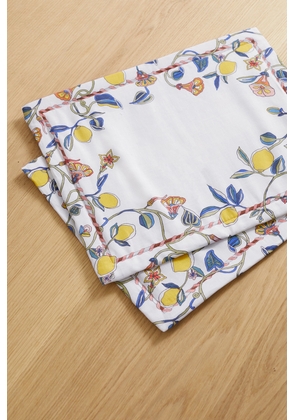 La DoubleJ - Set Of Two Printed Linen Placemats - White - One size