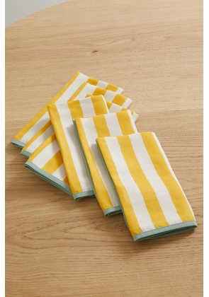 La DoubleJ - Set Of Six Striped Linen Napkins - Yellow - One size