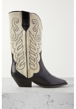 Isabel Marant - Duerto Embroidered Leather-trimmed Suede Cowboy Boots - White - FR36,FR37,FR38,FR39,FR40,FR41