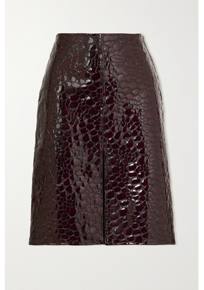 Bottega Veneta - Croc-effect Leather Skirt - Brown - IT36,IT40,IT44