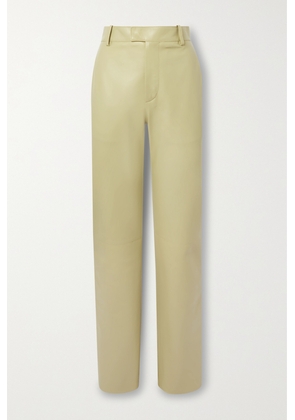 Bottega Veneta - Leather Straight-leg Pants - Neutrals - IT36,IT40,IT44