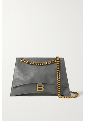 Balenciaga - Hourglass Crinkled-leather Shoulder Bag - Gray - One size