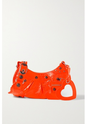 Balenciaga - Le Cagole Xs Studded Neon Crinkled-leather Shoulder Bag - Orange - One size