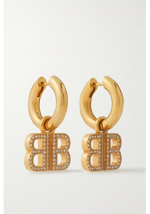 Balenciaga - Gold-tone Crystal Hoop Earrings - One size