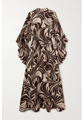 La DoubleJ - Magnifico Printed Silk-twill Maxi Dress - Brown - xx small,x small,small,medium,large,x large,xx large