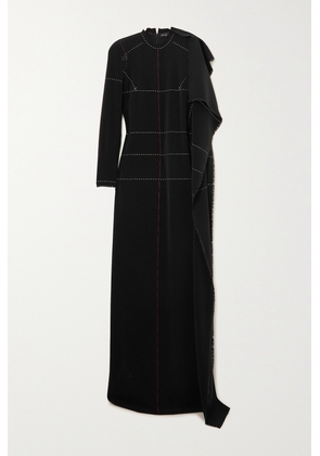 Balenciaga - Wip Asymmetric Embroidered Stretch-twill Gown - Black - FR36