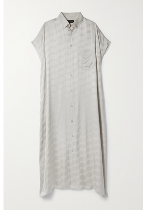 Balenciaga - Oversized Frayed Satin-jacquard Midi Shirt Dress - Gray - FR34,FR36,FR38,FR40,FR42