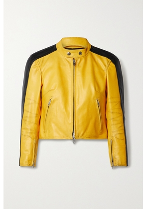 Balenciaga - Cropped Distressed Leather Jacket - Yellow - FR34