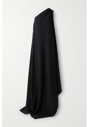 Balenciaga - Asymmetric One-shoulder Frayed Draped Crepe Gown - Black - FR34,FR36,FR38