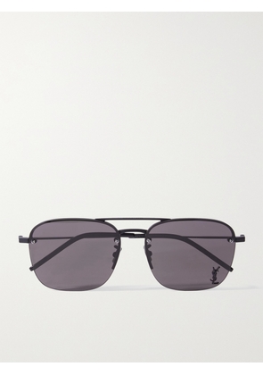 SAINT LAURENT Eyewear - Embellished Aviator-style Metal Sunglasses - Black - One size