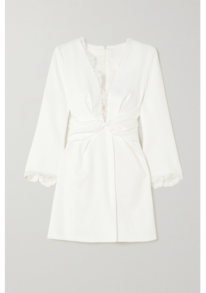 Rime Arodaky - Twist-front Lace-trimmed Crepe Mini Dress - White - FR34,FR36,FR38,FR40,FR42