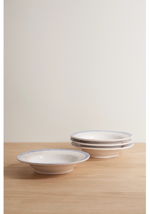 Soho Home - Claudine Set Of Four Striped Ceramic Pasta Bowls - Blue - One size