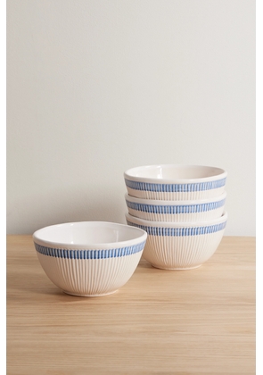 Soho Home - Claudine Set Of Four Striped Ceramic Cereal Bowls - White - One size