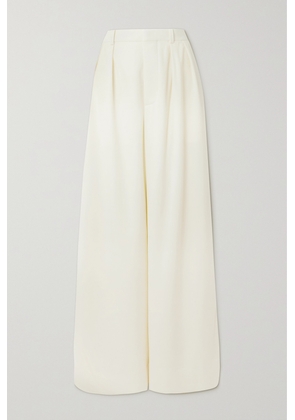 WARDROBE.NYC - Pleated Grain De Poudre Wool Wide-leg Pants - Off-white - xx small,x small,small,medium,large,x large