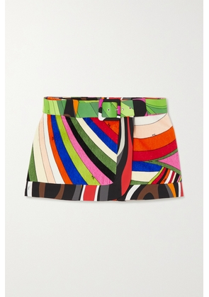 PUCCI - Iride Belted Printed Cotton And Terry Mini Wrap Skirt - Red - IT38,IT40,IT42,IT44,IT46,IT48