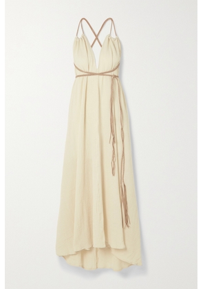 Caravana - + Net Sustain Mahahual Leather-trimmed Cotton-gauze Maxi Dress - Off-white - One size