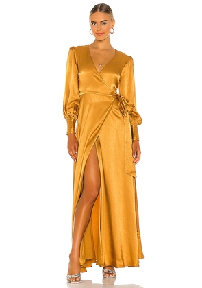 House of Harlow 1960 x REVOLVE Maxi Wrap Dress in Yellow. Size M, XS.